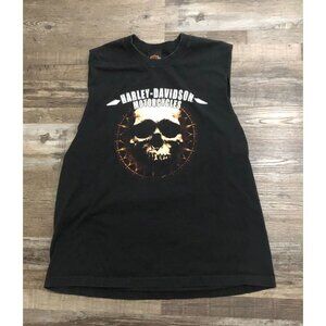 Harley-Davidson Mens XL Black Muscle Tee Tank Top Black Double Sided